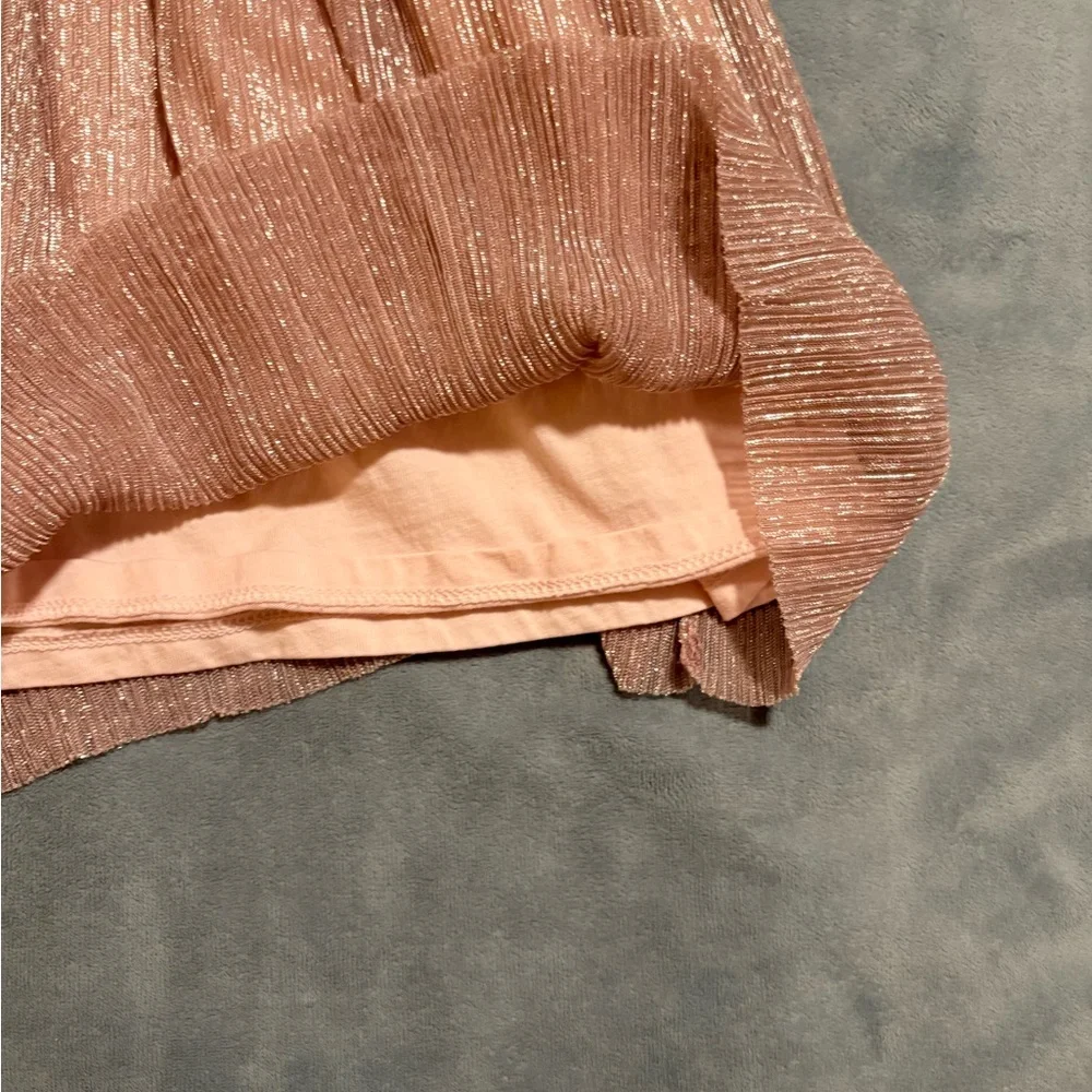 Crewcuts (J Crew) Shimmer Puff Sleeve Smocked Dress Pink Metallic